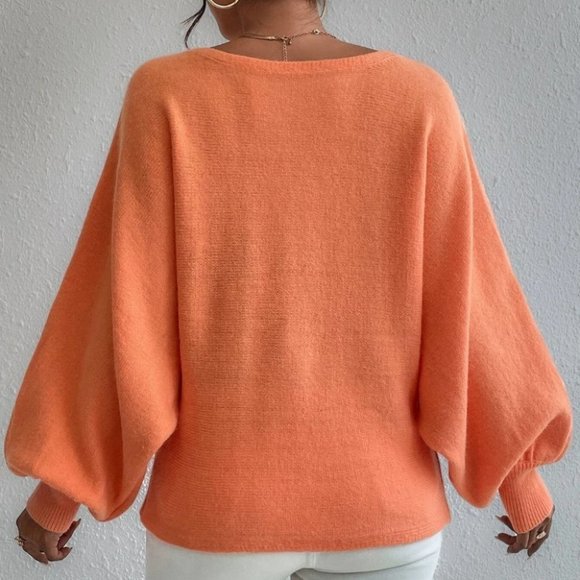 graphic pattern lantern sleeve sweater orange - Picture 5 of 7